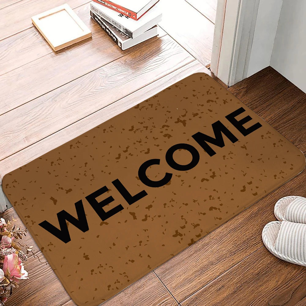 Non-slip speckled welcome doormat for home.