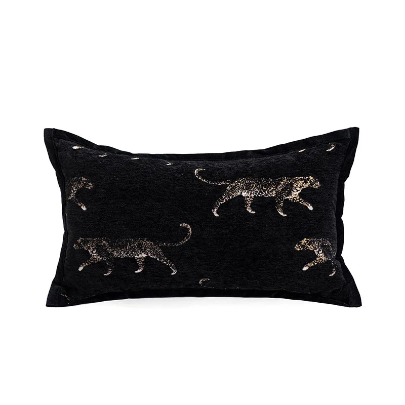 Rectangular panther walk cushion cover handmade jacquard.
