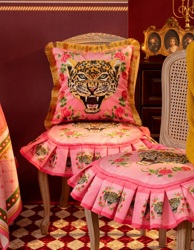 Modern tassel-trim pillow cover in double-sided velvet fabric.