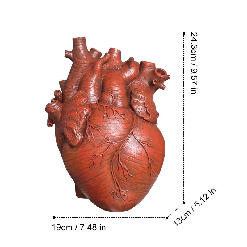 Red anatomical heart resin ornament for desktop décor.