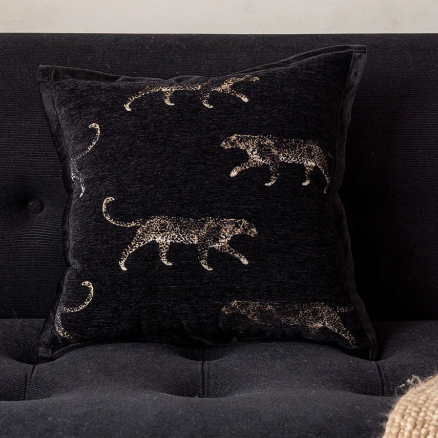 Light luxury cushion cover with brown leopard design.