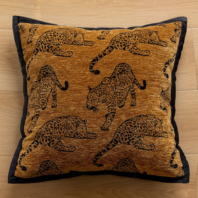 Elegant leopard print throw pillow cover.