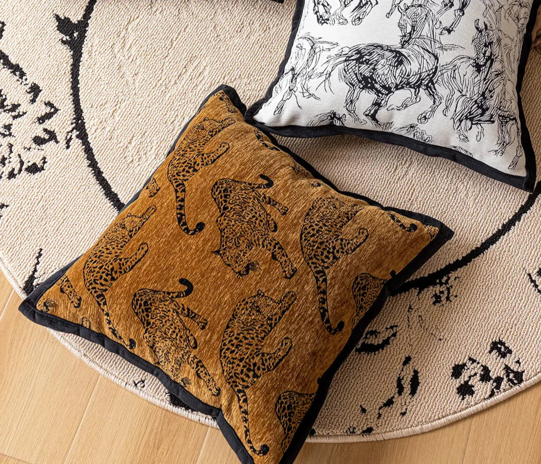 Eco-friendly woven animal cushion cover.