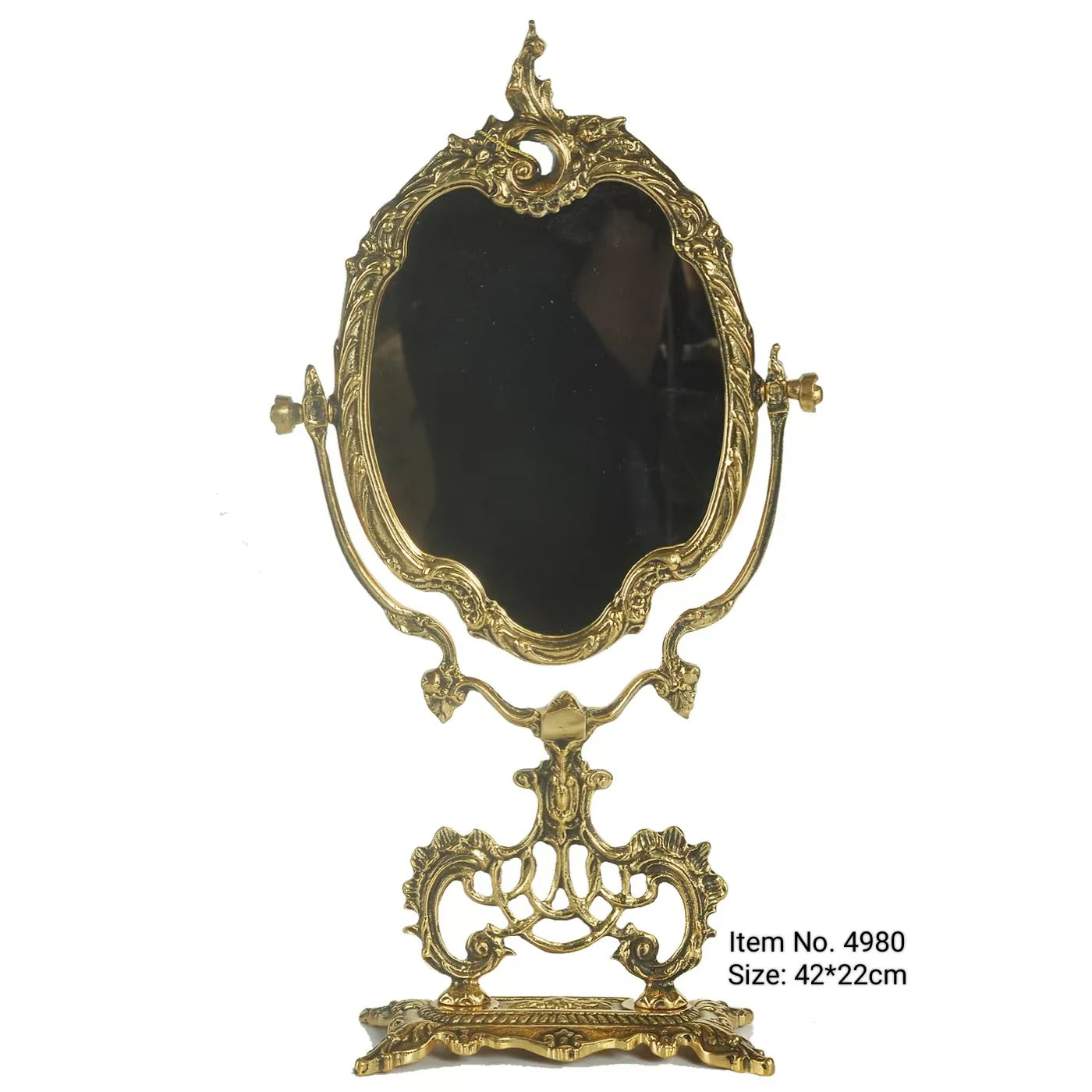 Classic Elegant hand mirror-inspired gold décor piece.