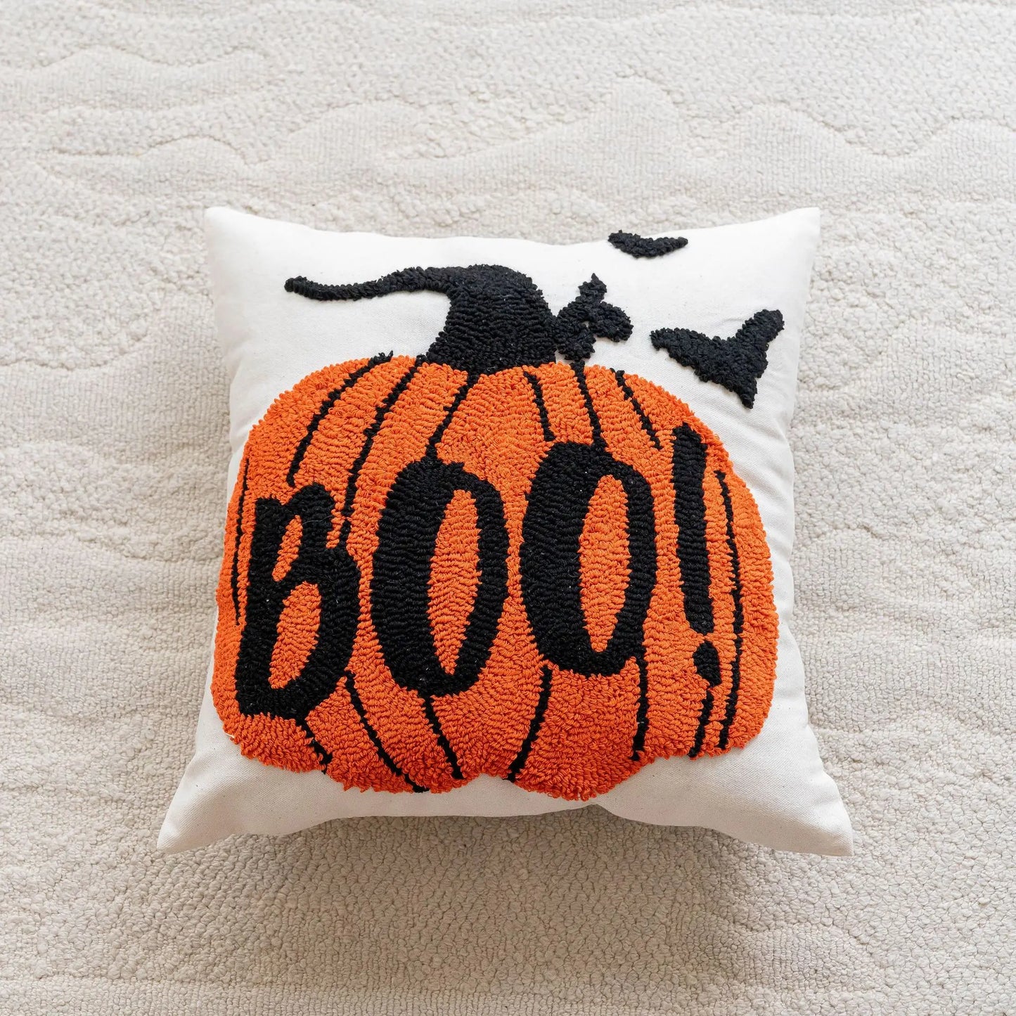 Halloween BOO pumpkin embroidered pillow cover 45x45cm
