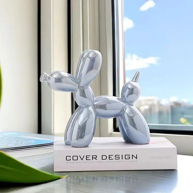 Minimal creamy white balloon dog statue for Scandinavian decor.
