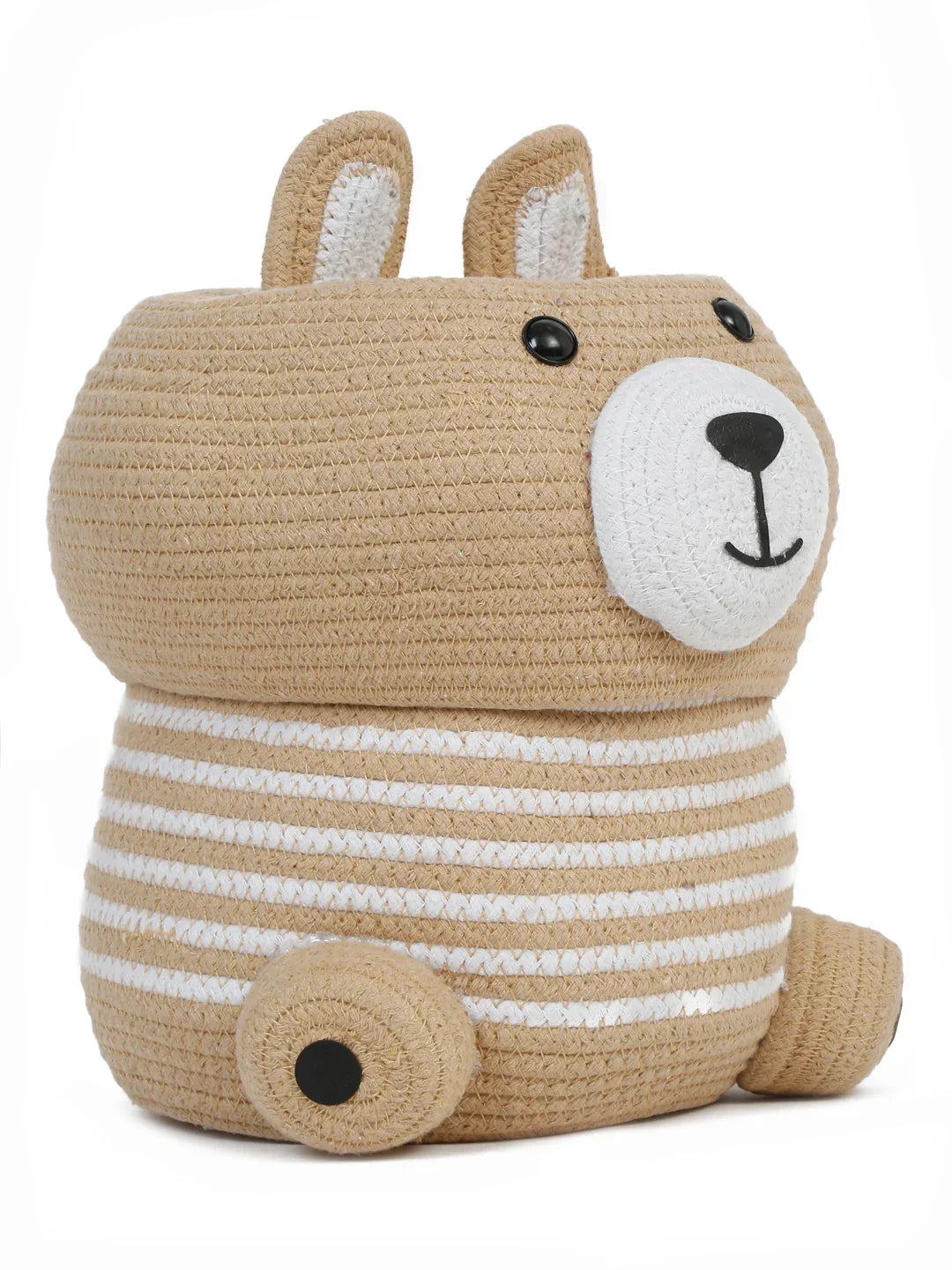 Handwoven jute cotton bear laundry bin