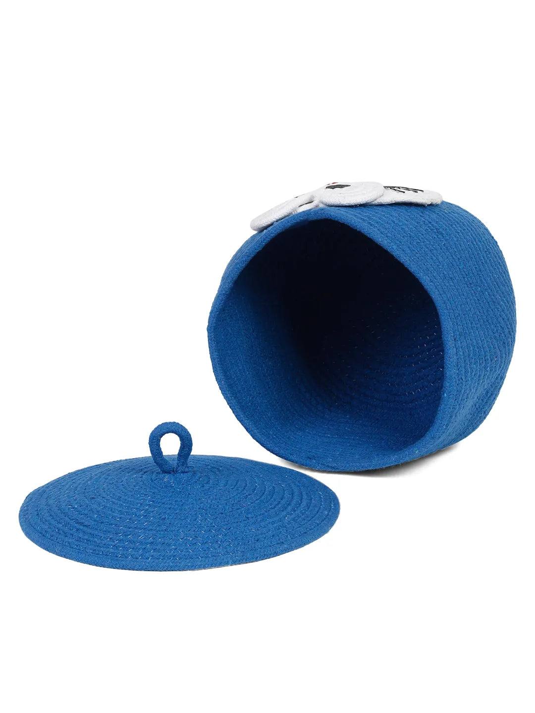 Foldable jute cotton cat face storage basket