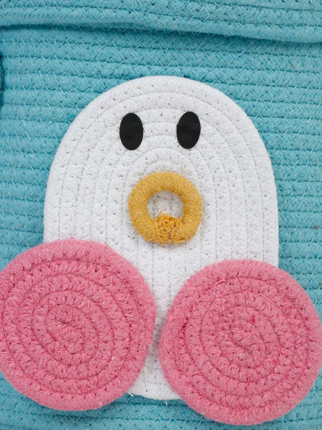 Decorative blue penguin laundry bin for nursery