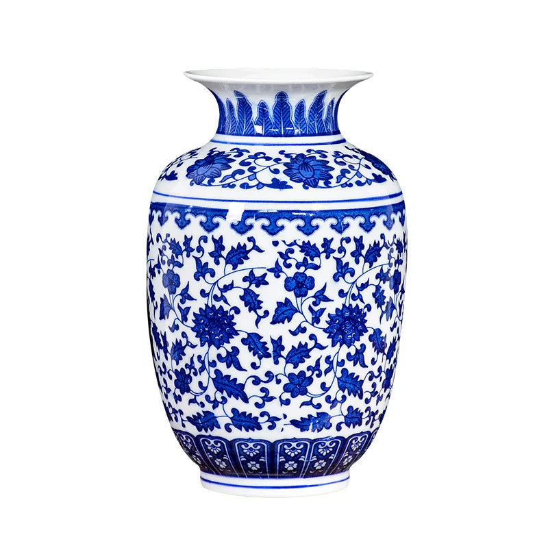 Decorative ceramic vase in oriental style for living room.
