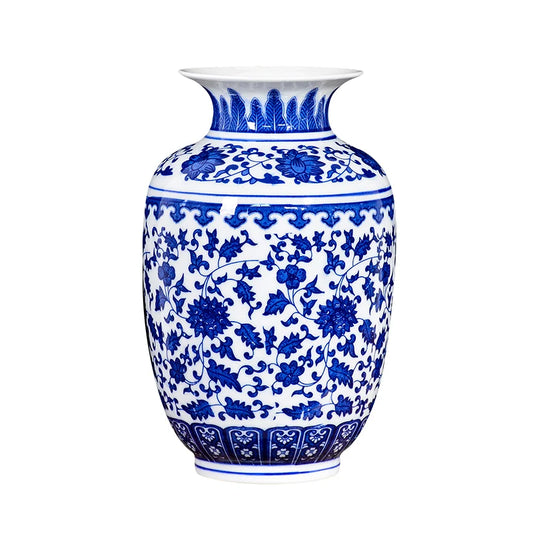 Decorative ceramic vase in oriental style for living room.