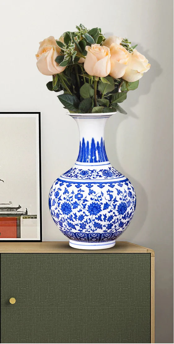 Traditional Chinese ceramic vase for home decoration.