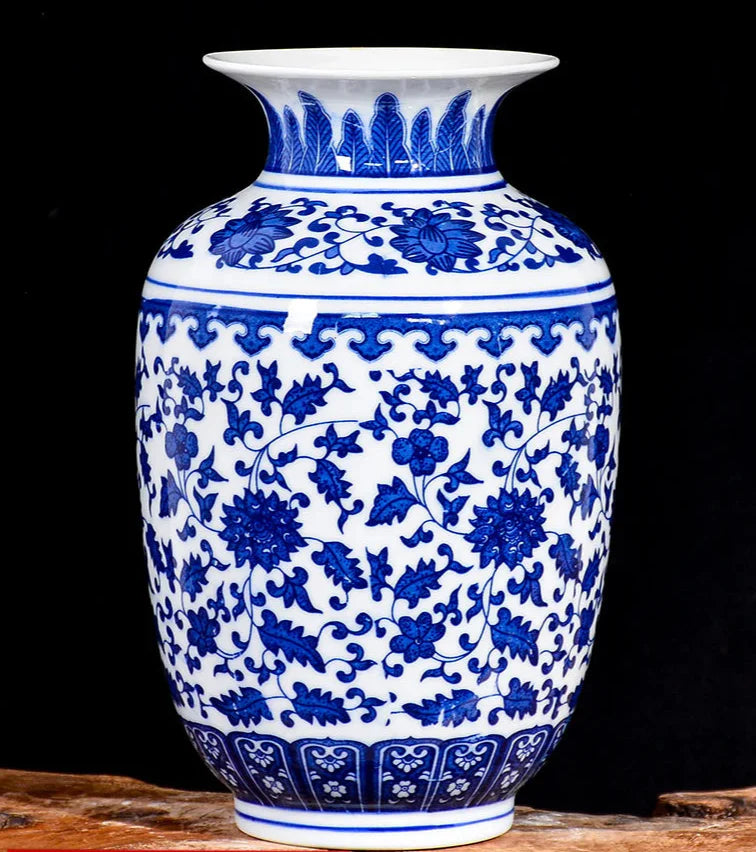 Elegant ceramic vase with intricate hand-painted details.