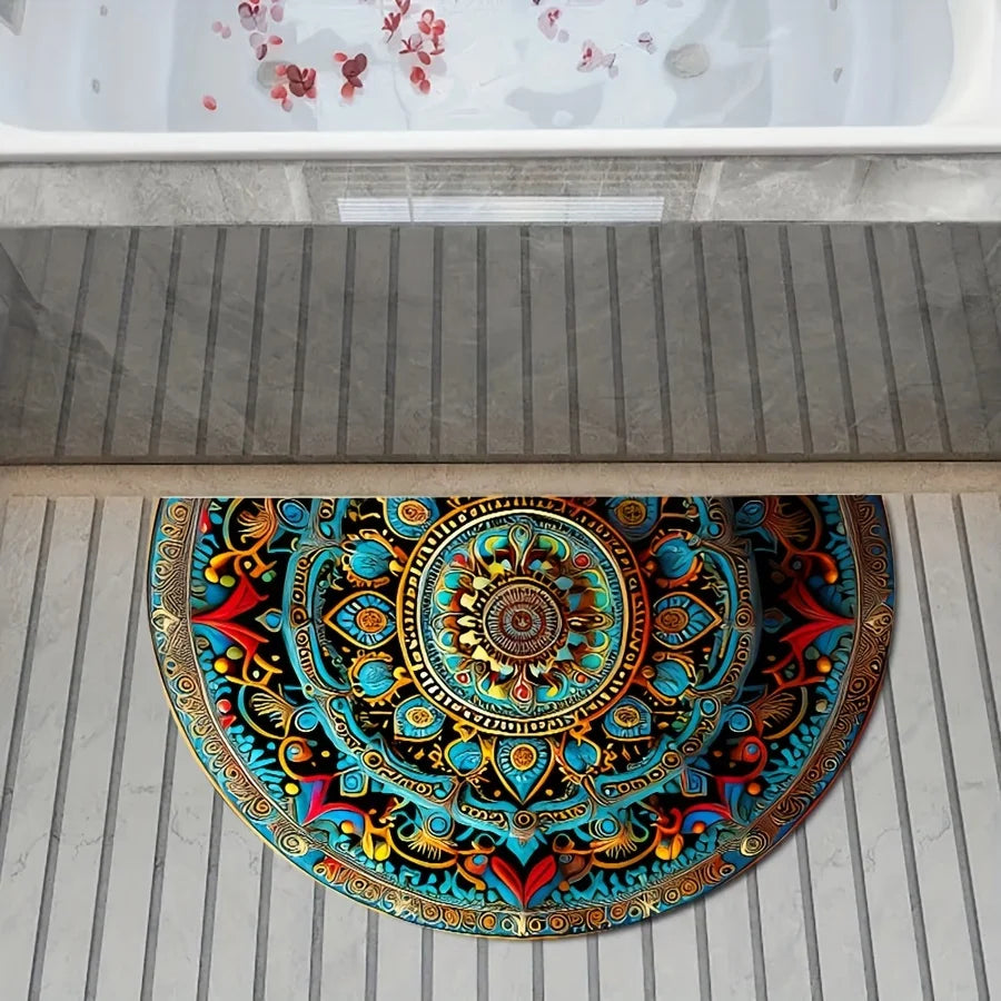 Colorful mandala design rug for living room.