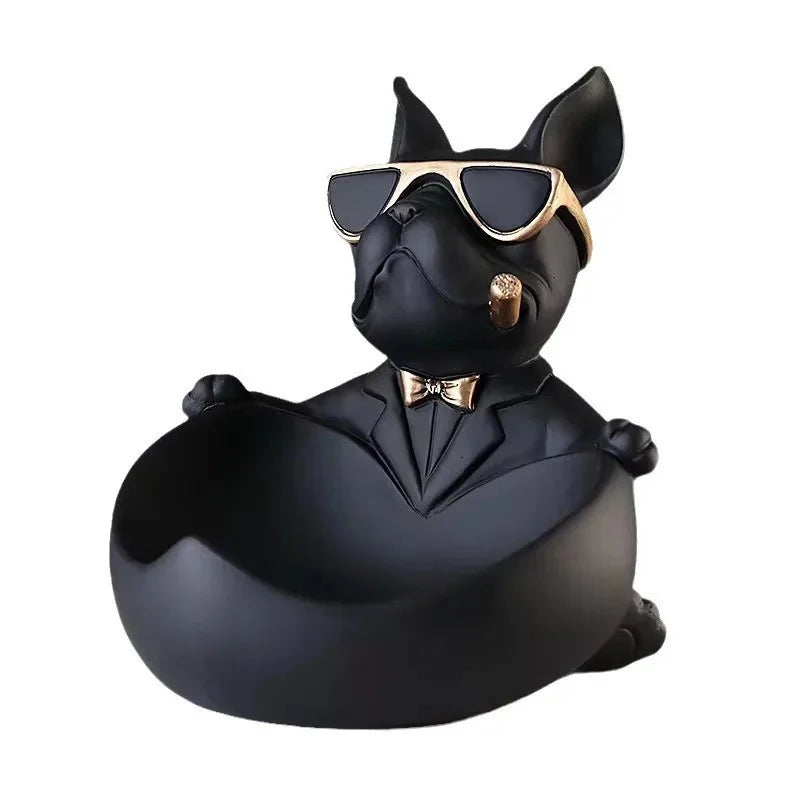 French bulldog resin ornament holding storage bowl.