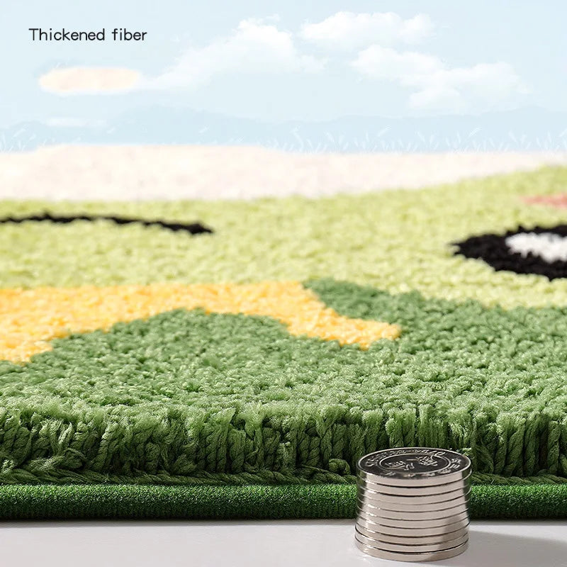 Soft plush frog mat for bathroom and vanity area.