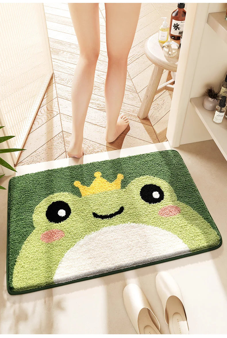 Classic Frog soft bathroom mat in green modern design.