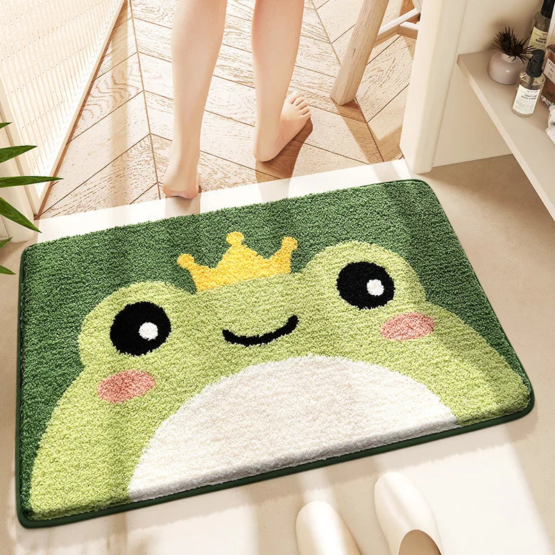 Waterproof microfiber frog mat for bathroom or shower.