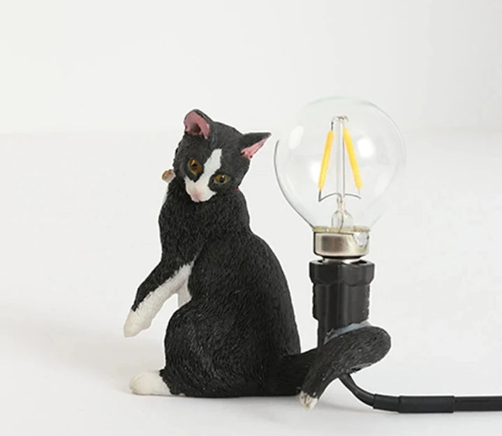 Black style resin cat lamp for living room lighting.