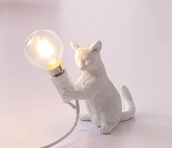 Cute animal cat table lamp with button switch.