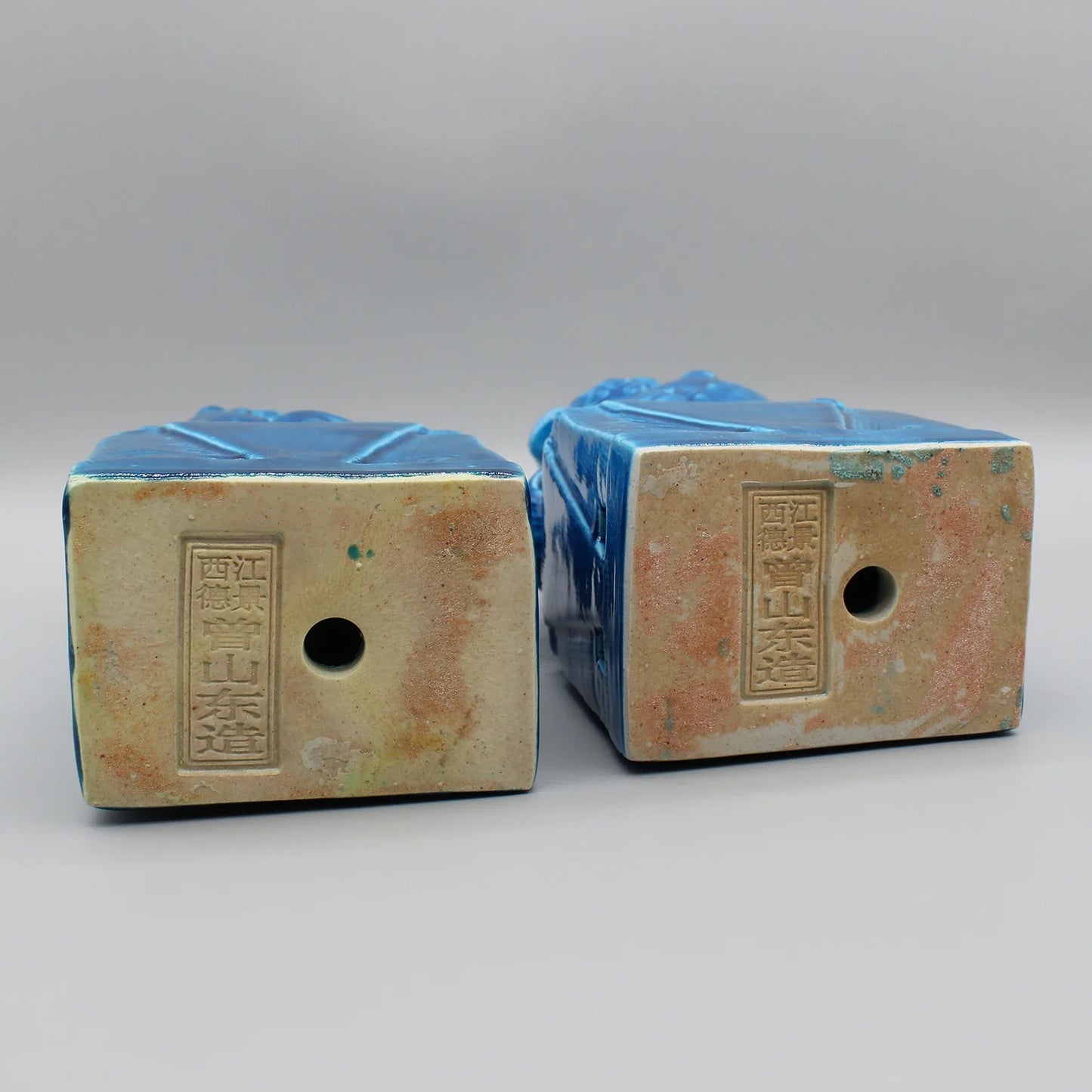 Pink glossy ceramic Foo Dogs sculptures Chinese lions.