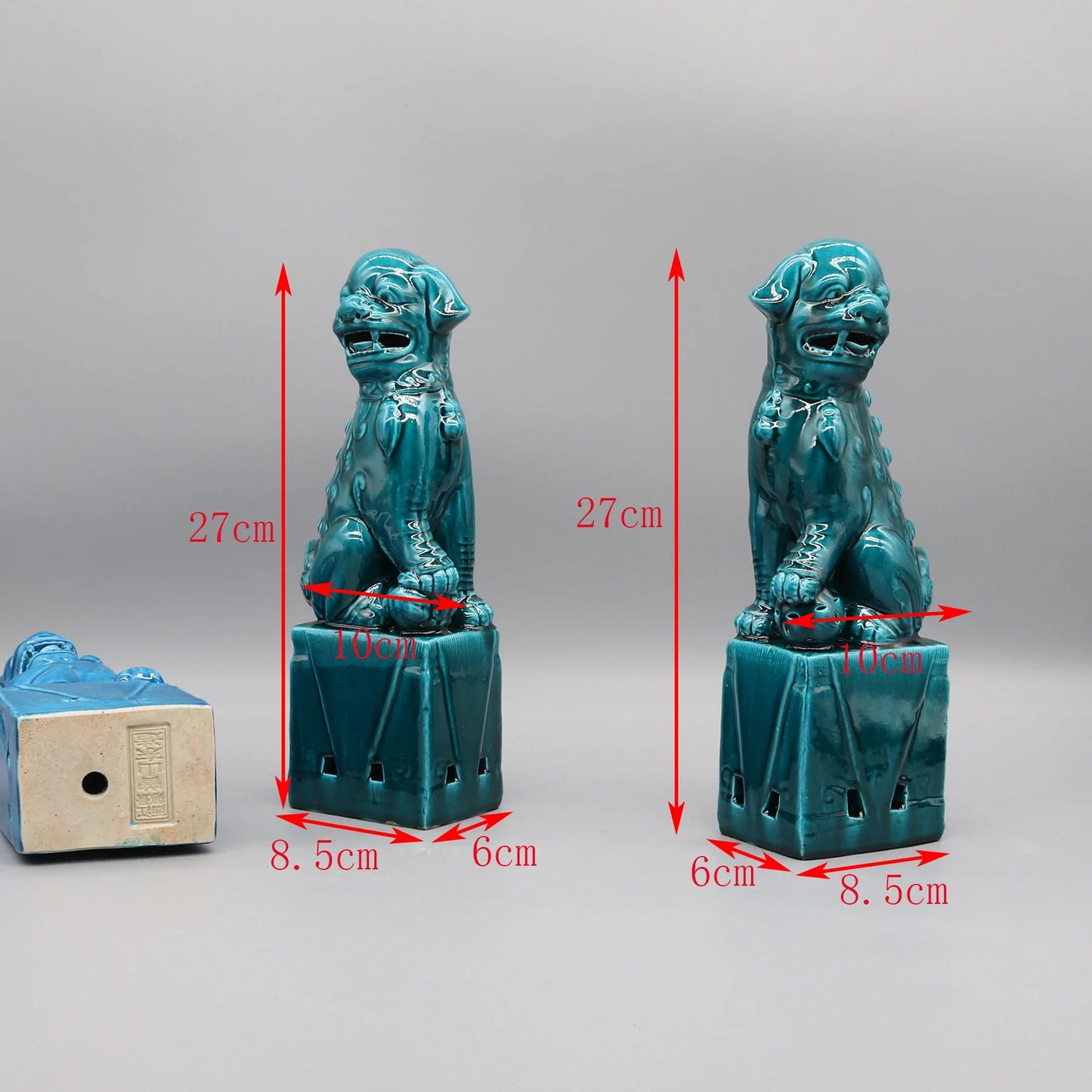 Antique black Foo Dogs ceramic sculptures for home décor.