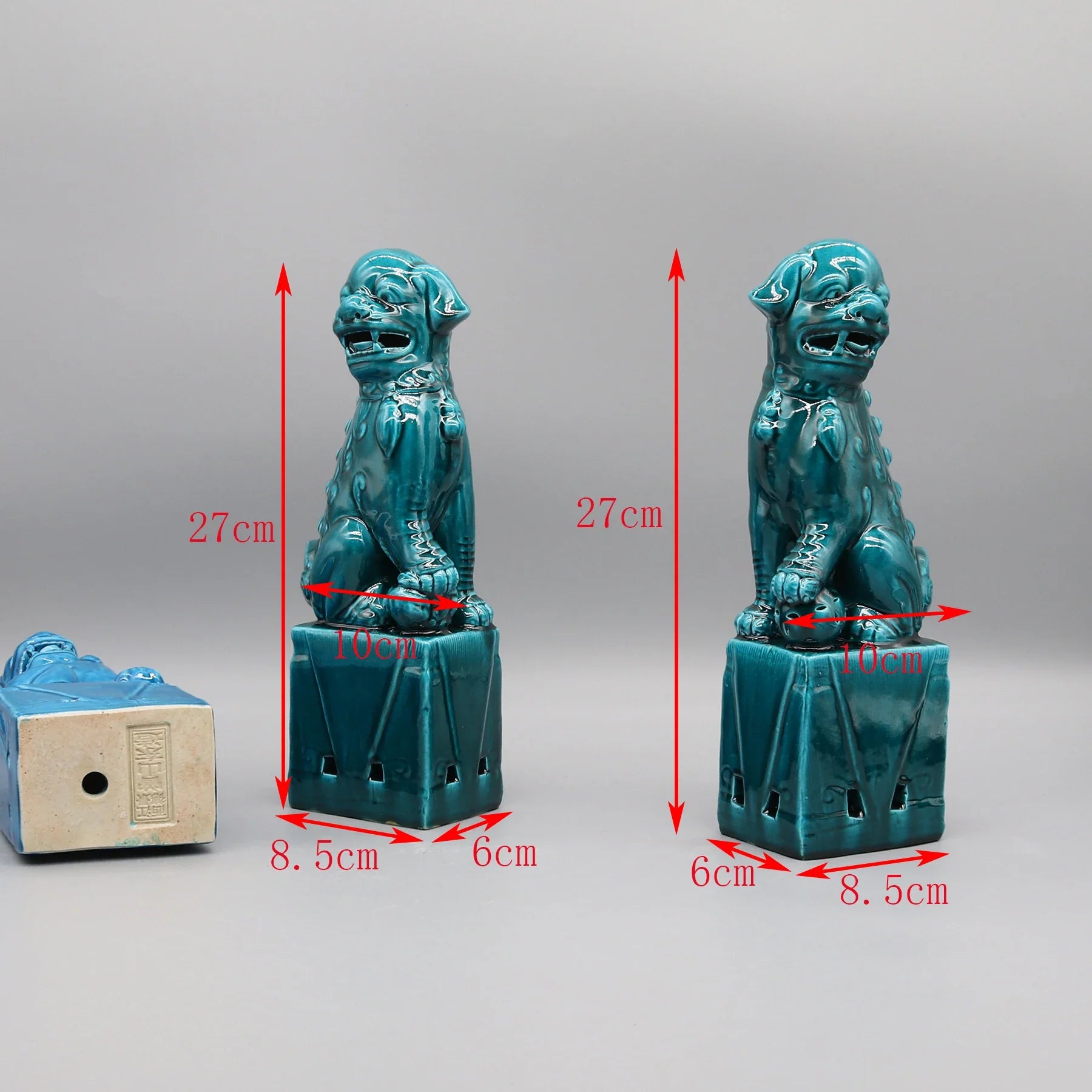 Antique black Foo Dogs ceramic sculptures for home décor.