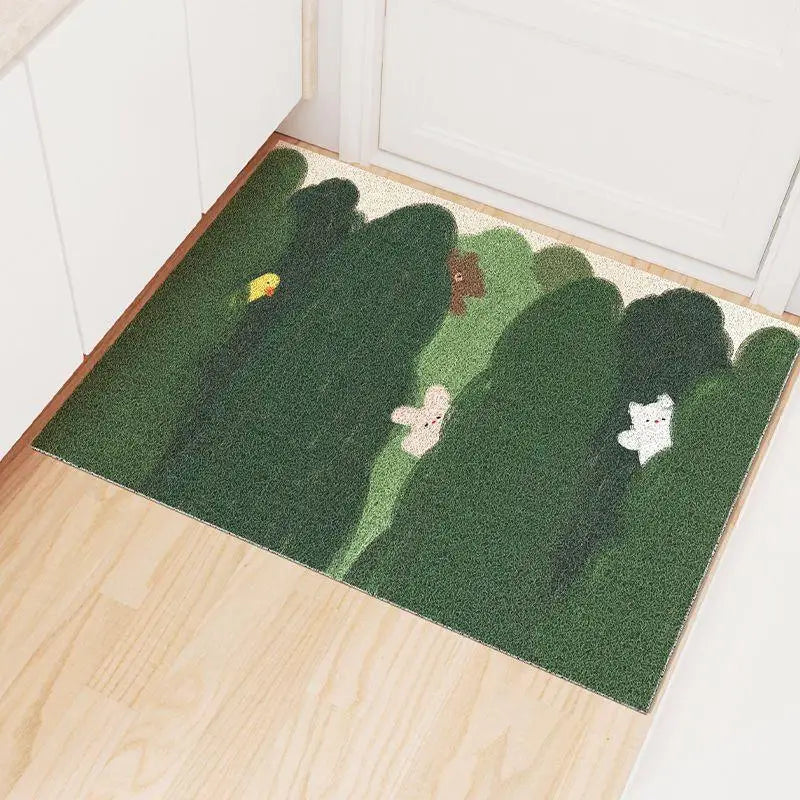 Irregular green bush shape mat perfect for spring season décor.