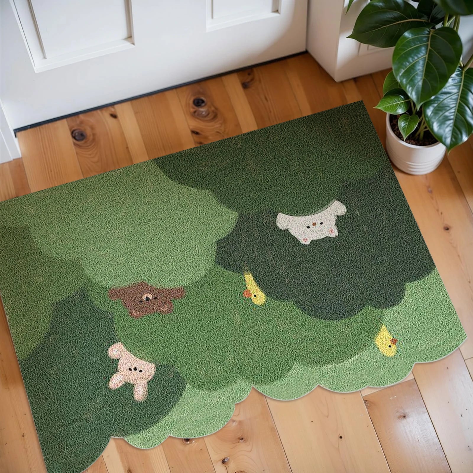 Eco-friendly polyester door mat for modern homes.