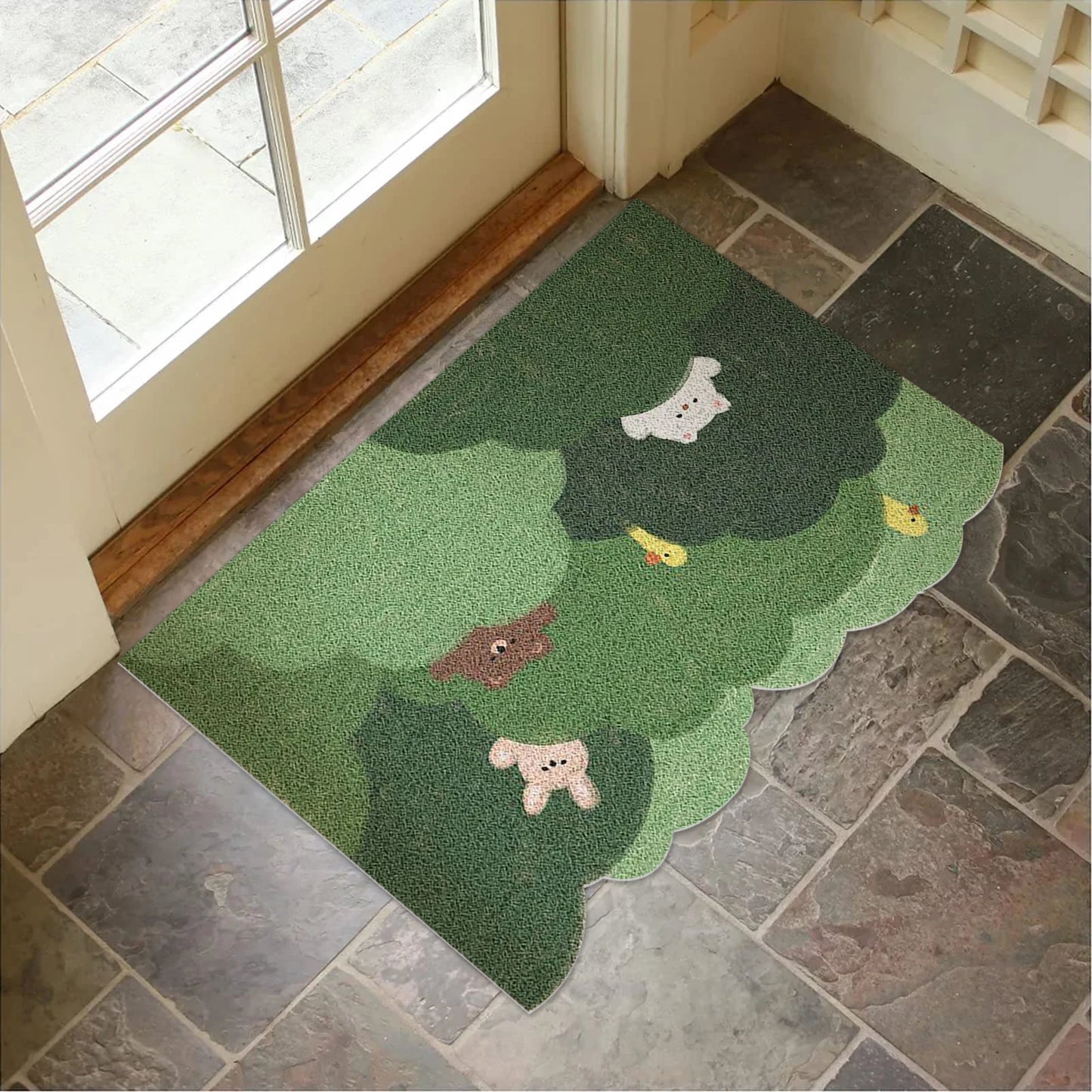 Non-slip cute animal welcome rug for home decor.