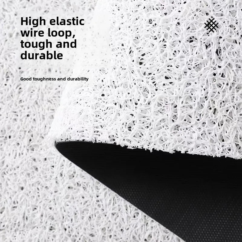 Washable entrance rug with anti-slip bottom.