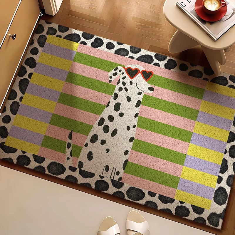 Cute dog pattern doormat for living room or entryway.