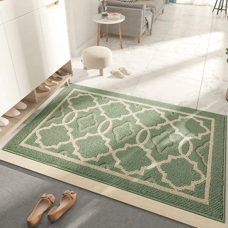 Classic non-slip geometric mat for modern interiors.