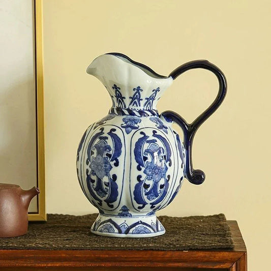 Exquisite blue and white ceramic vase with antique porcelain design.