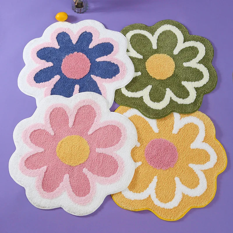 Decorative floral pattern non-slip rug for multipurpose use.