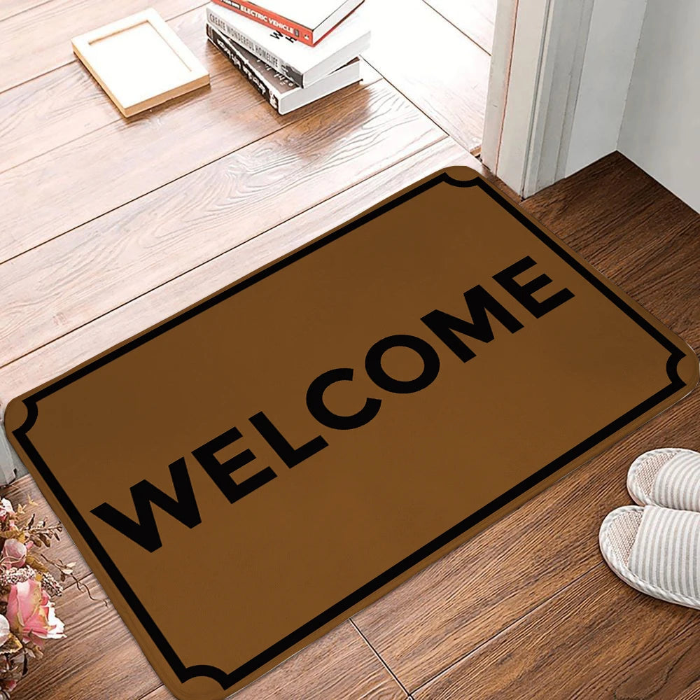 Classic brown welcome mat for entryway.