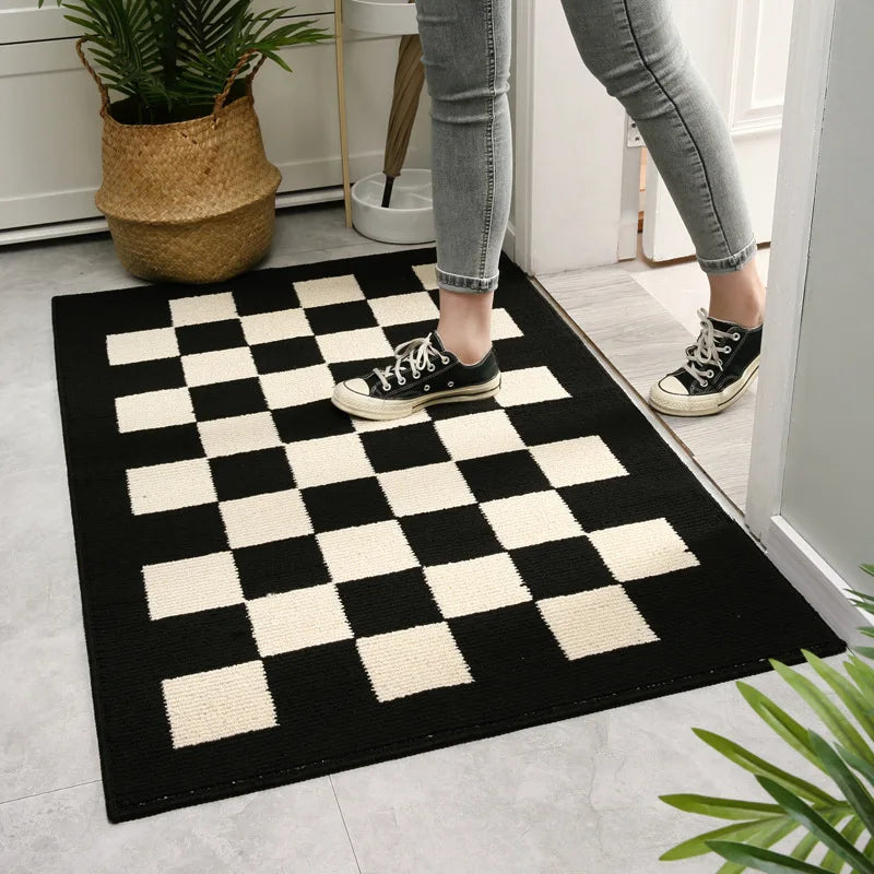 Modern geometric pattern door mat for entryway.