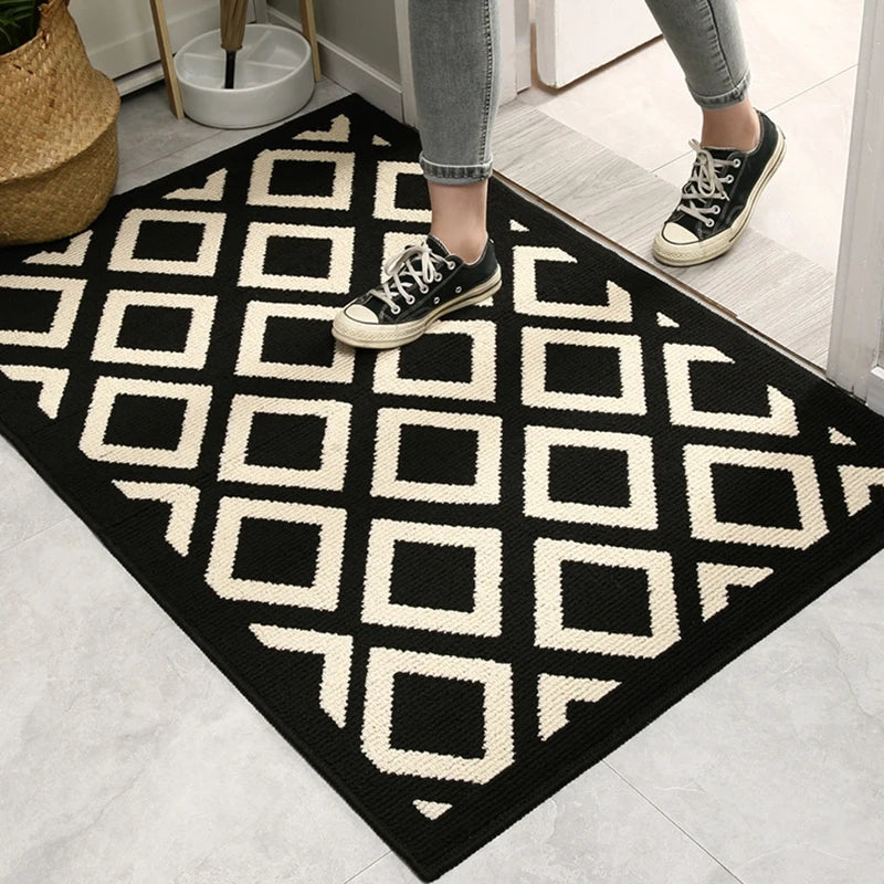 Durable washable rug for living room entrance.