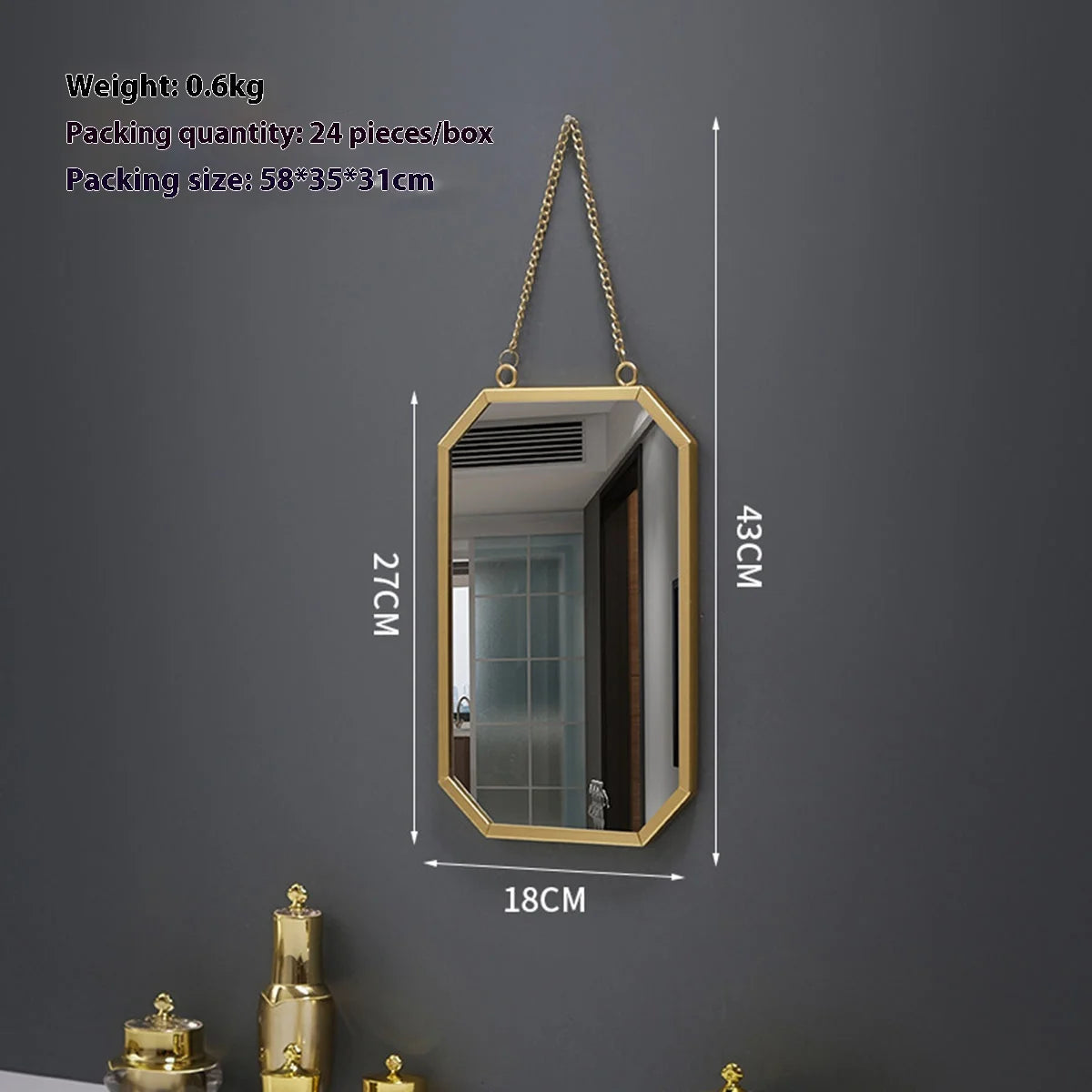 Modern iron makeup mirror for vanity and dressing area décor.