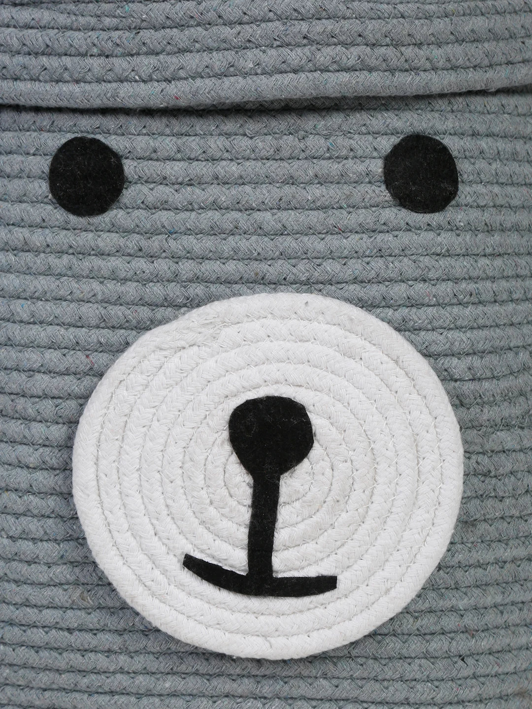 Decorative gray bear laundry bin for nursery