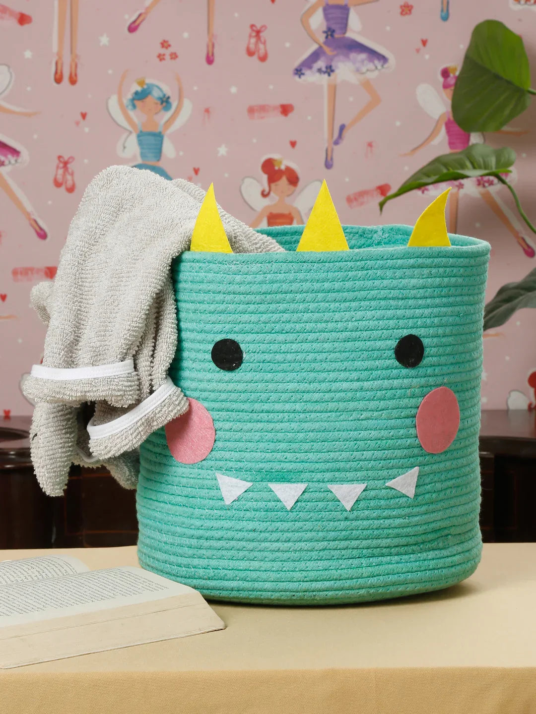 Fun monster face storage basket for kids’ room
