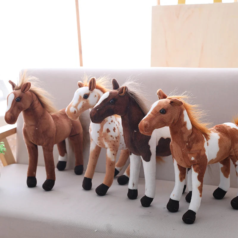 30cm realistic horse plush toy for kids.