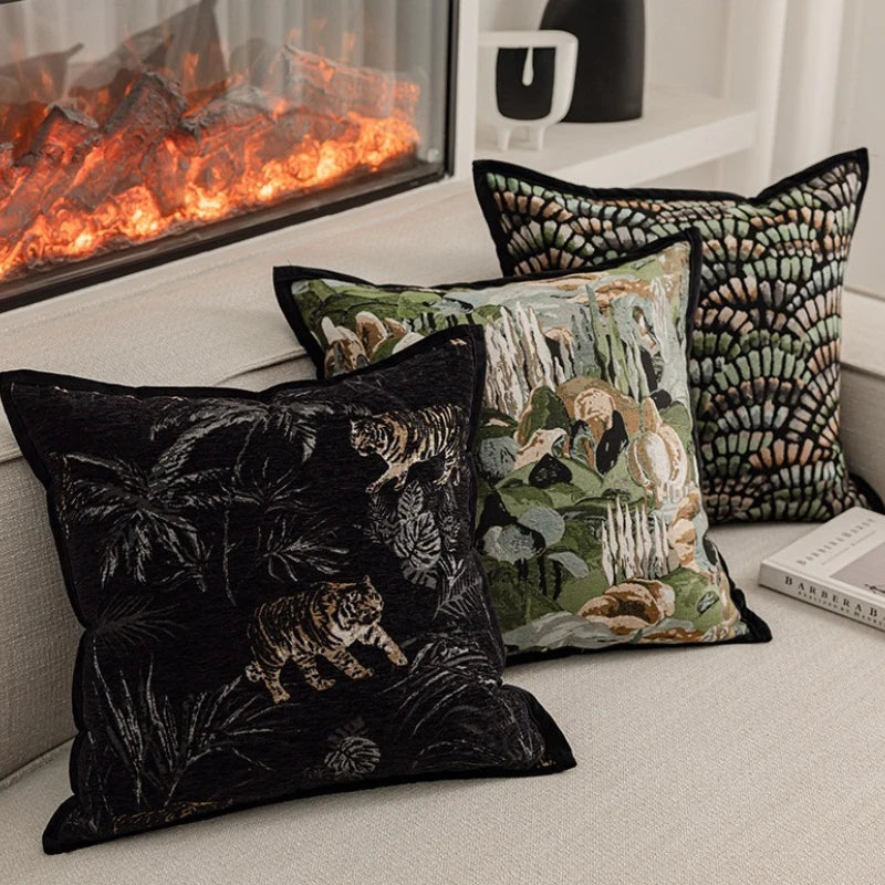 High-end Italian jacquard cushion cover for bedroom décor.