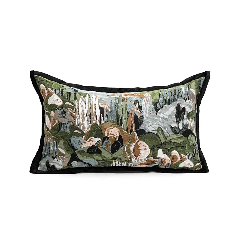 Earth forest grove jacquard cushion for living room styling.
