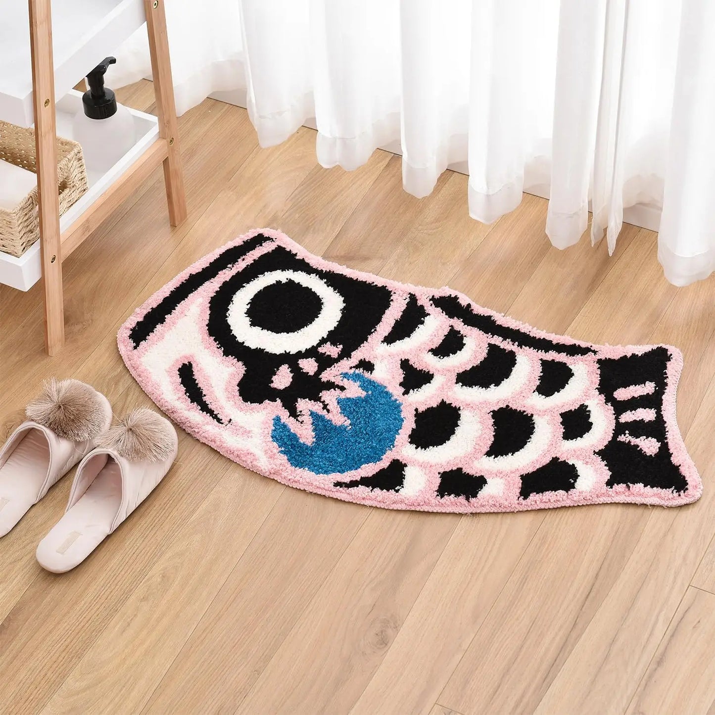 Pink and black koi fish rug for kids’ bedroom