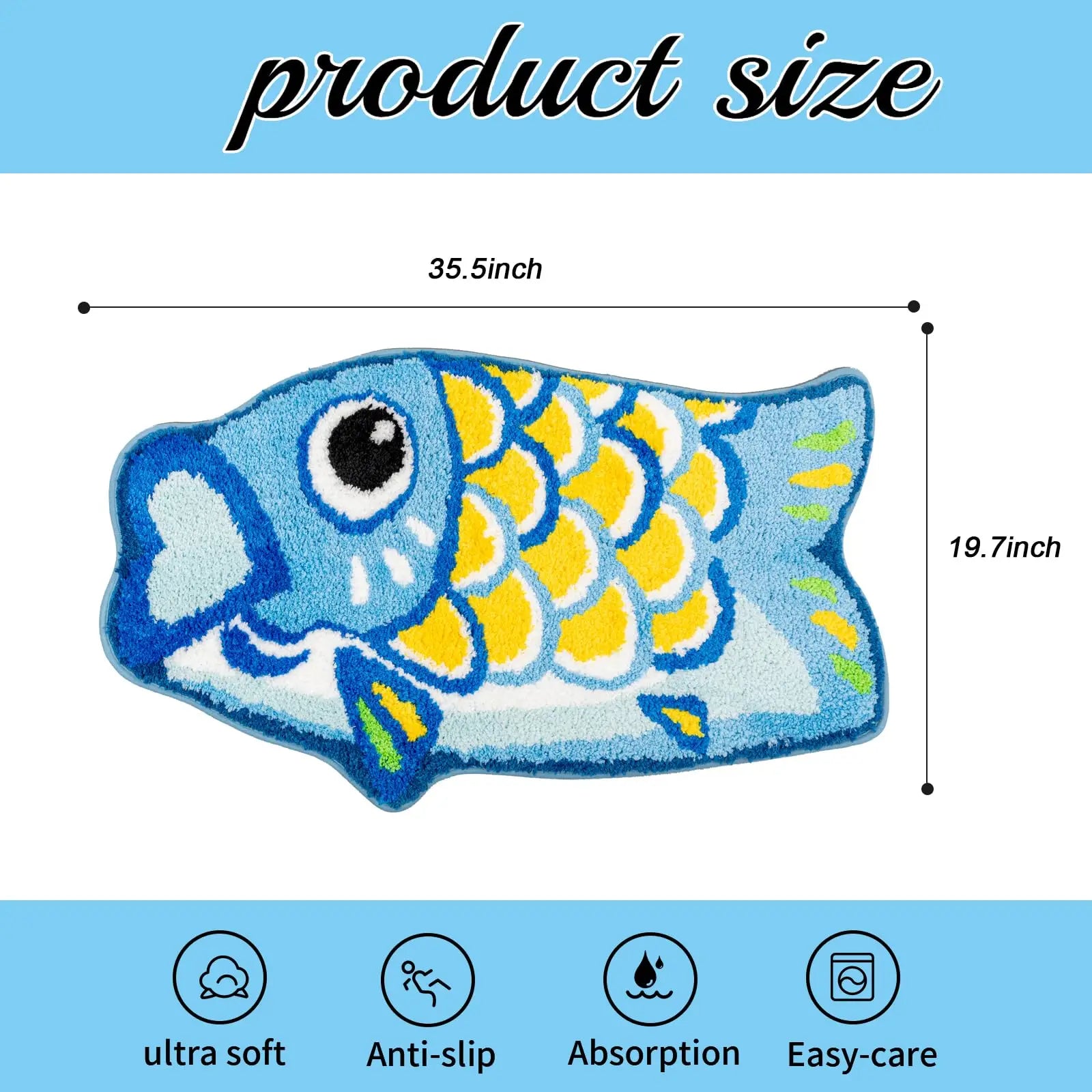 Soft polyester washable rug in koi design