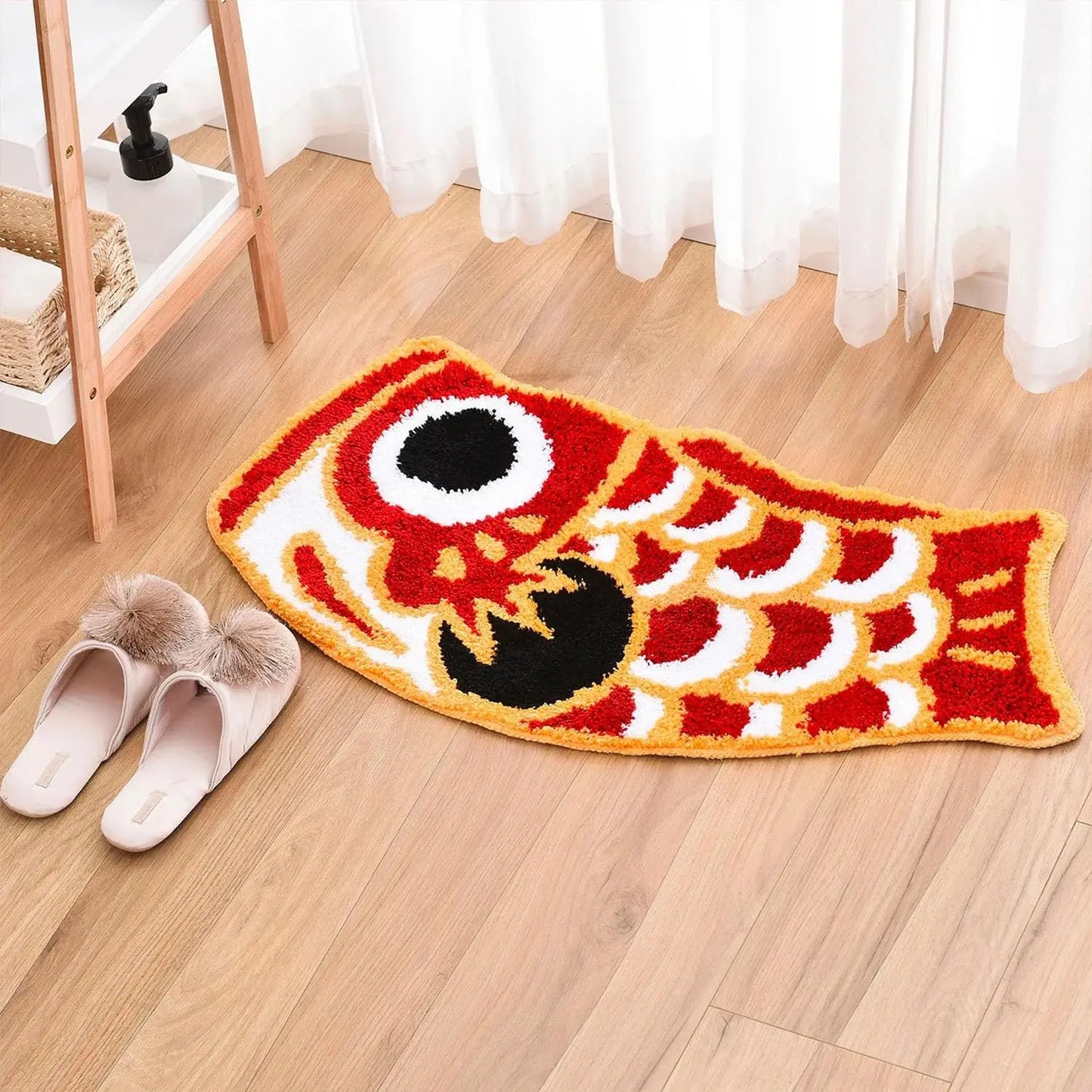 Fun and absorbent koi fish floor mat for home