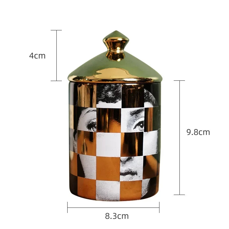 Lady face ceramic candle holder in Moroccan style.