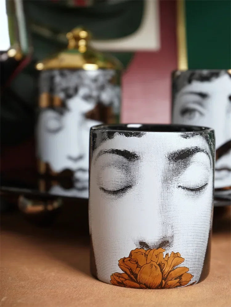 European handmade ceramic jar for tealight candles.