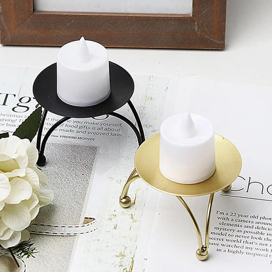 Black decorative candle holder for wedding table decoration.